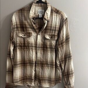 St. John's Bay Brown Plaid Long Sleeve Shirt